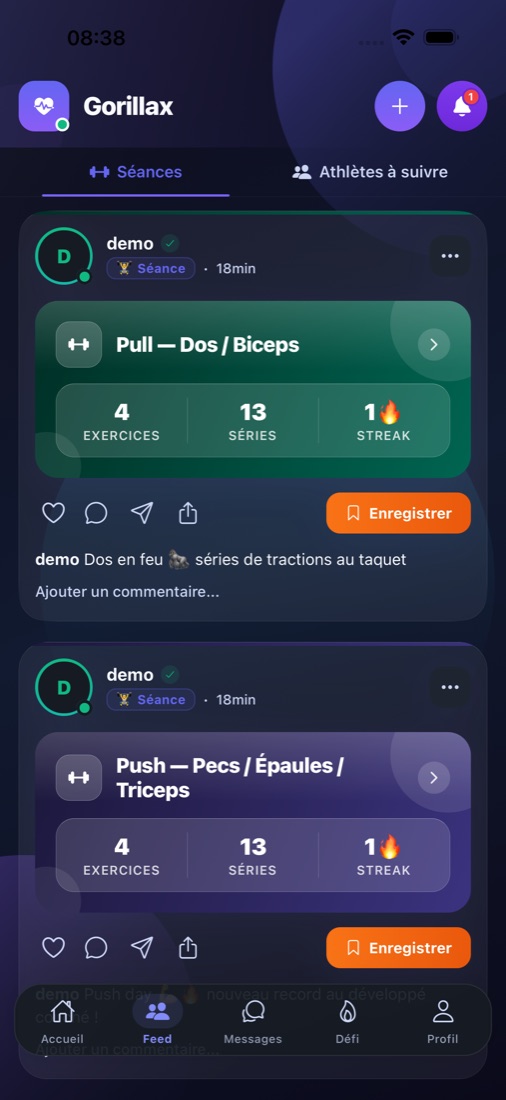Feed social des séances
